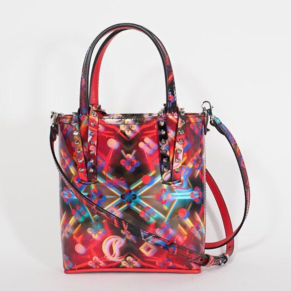 Christian Louboutin Discolaser Loubinthesky Cabata Mini Tote Red Patent - Picture 1 of 10